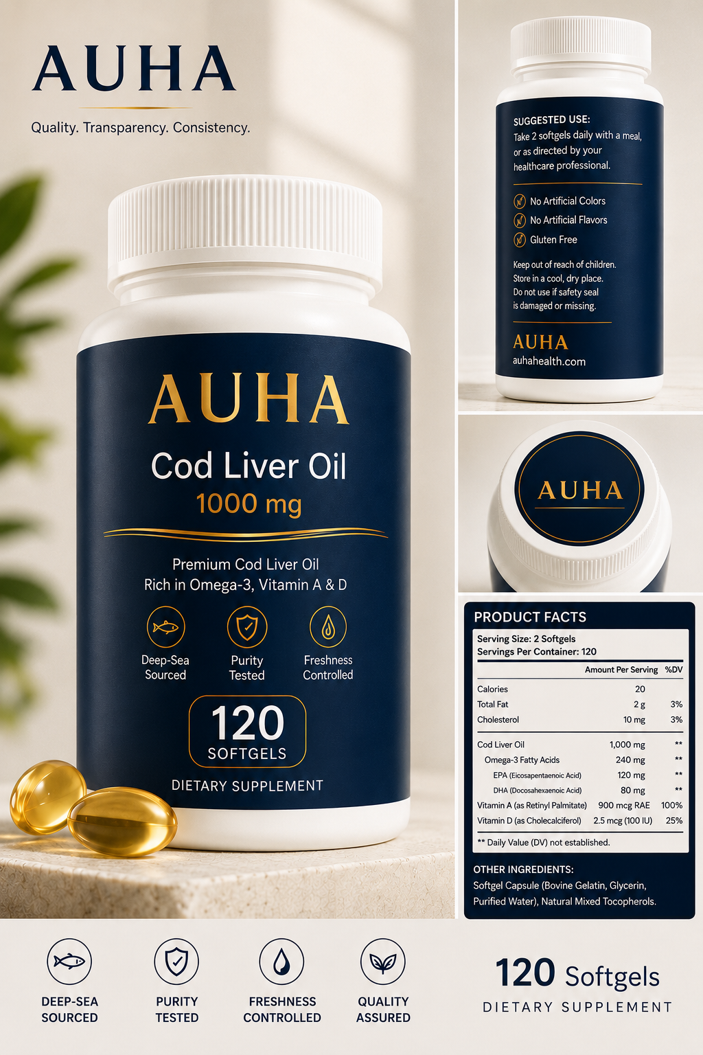 AUHA Premium North Atlantic Cod Liver Oil